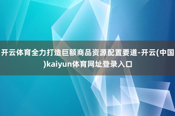 开云体育全力打造巨额商品资源配置要道-开云(中国)kaiyun体育网址登录入口