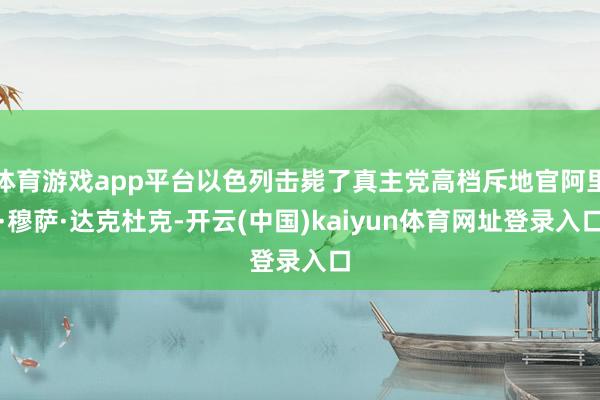 体育游戏app平台以色列击毙了真主党高档斥地官阿里·穆萨·达克杜克-开云(中国)kaiyun体育网址登录入口