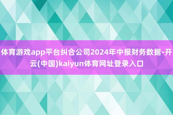 体育游戏app平台纠合公司2024年中报财务数据-开云(中国)kaiyun体育网址登录入口