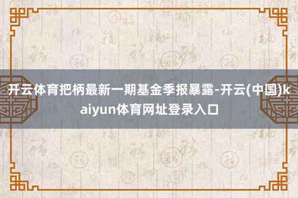 开云体育把柄最新一期基金季报暴露-开云(中国)kaiyun体育网址登录入口